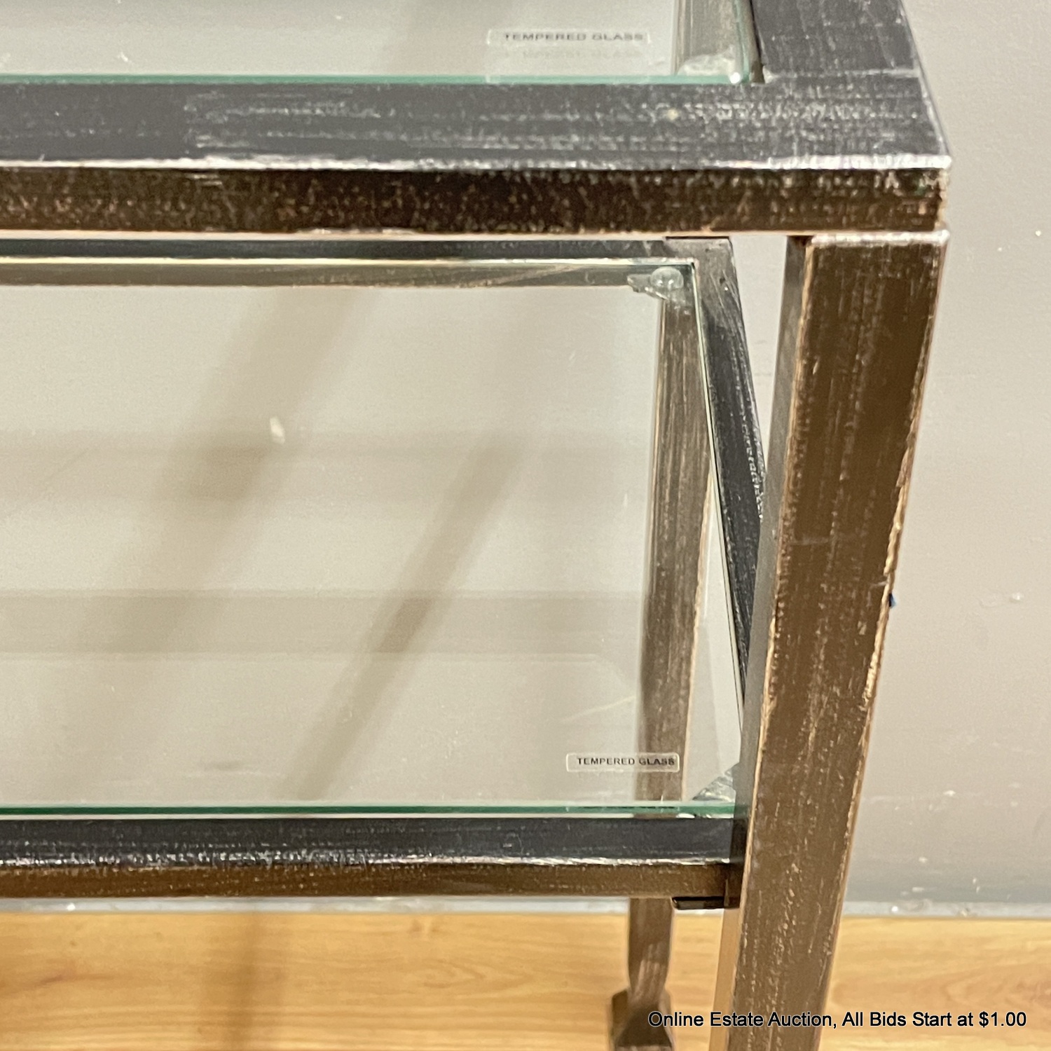 Pottery Barn Metal Console Table With Two Glass Shelves (LOCAL PICKUP