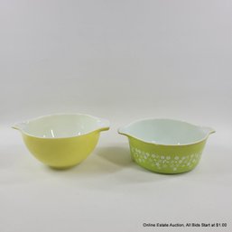 Vintage Pyrex Spring Blossom Crazy Daisy & 1970's Yellow Bowl