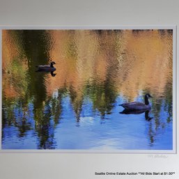 Marie Plakos Original Photograph Of Ducks Signed, 16.25' X 20.25' Framed