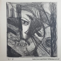 Roberto Montenegro (1885-1968) Original Stone Lithograph 'Abstract Face' #2-8 Signed