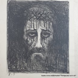 Roberto Montenegro (1885-1968) Original Stone Lithograph 'The Christ' #8-9 Signed