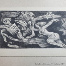 Roberto Montenegro (1885-1968) Original Stone Lithograph 'The Crazy World - The Bolf'