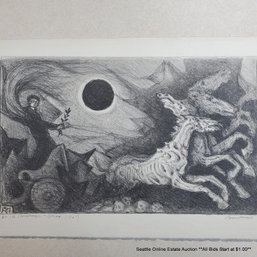 Roberto Montenegro Original Stone Lithograph 'The Horseman Of The Apocalypse' #6-12 Signed & Dated 1967