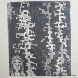 Roberto Montenegro (1885-1968) Original Stone Lithograph 'Pillar 1' #3-12 Signed