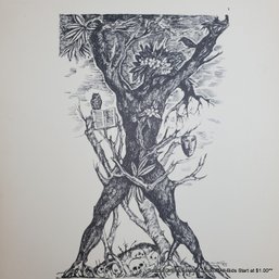 Roberto Montenegro (1885-1968) Halftone Print 'Tree With No Roots' Signed & Dated In The Print