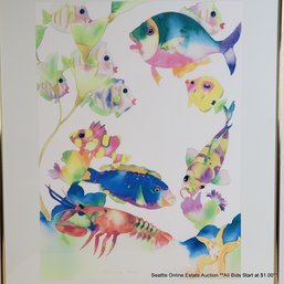Tracy Taylor Offset Lithograph 'Pescado Tacos' Signed & Dated 1990 In The Print, 28.25' X 22.25' Framed