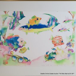 Tracy Taylor Offset Lithograph 'Honey Have You Seen My Sunglasses?' Signed & Dated 1990 In The Print, Framed
