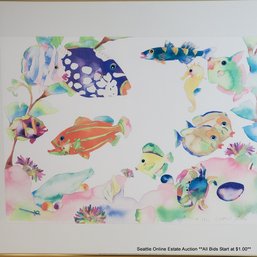 Tracy Taylor Vintage Offset Lithograph 'Cocktail Olives' Signed & Dated 1990 In The Print, Framed