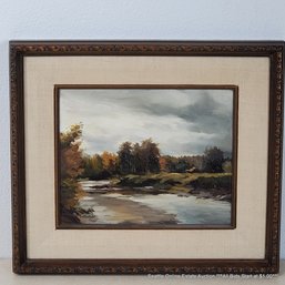 Joseph Gabanek (1923-2011) Original Oil Painting Of River Landscape, 13.5' X 15.5' Framed