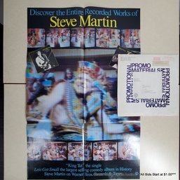 Warner Bros. Records, Inc. 1978 Promotional Poster Steve Martin King Tut/'Lets Get Small' In Original Mailer