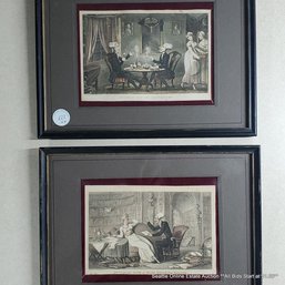Pair Of Antique Thomas Rowlandson (1757-1827) Hand-Colored Aquatint Etchings Of Dr. Syntax, Framed