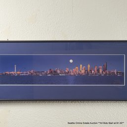 Artist Signed Vintage Photograph Of Seattle Skyline, 11' X 27.75' Framed