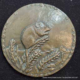 The Wild Goose Studio Cold-Cast Bronze Plaque Ref. 63 'Justine - Harvest Mouse' From Kinsale, Ireland