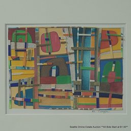 Mary Ann Tollefson Watercolor & Foil Collage 'untitled' Signed, 12' X 13' Framed