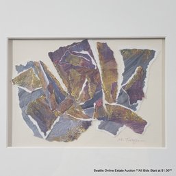 Mary Ann Tollefson Acrylic & Metal Leaf Mixed Media Artwork 'Ore IV' Signed, 10.5' X 12' Framed