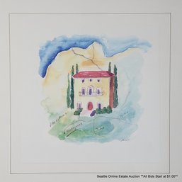 Denise M. Ballard Designs Printed Decorative Map 'Villa Vittorio' Signature In The Print, 17.5' X 17.5' Framed