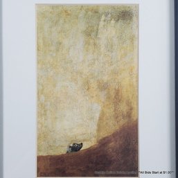 Francisco De Goya Offset Lithograph Depicting 'the Dog' From His 'Black Paintings' Series, Framed