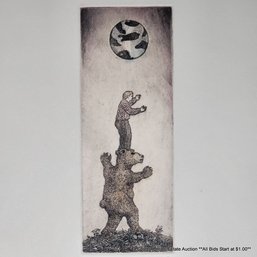 Thomas Wood (1951-2022) PNW Artist Original Etching 'Balance' #42/50, Pencil Signed, Framed
