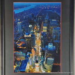 Aerial Print Depicting The Midtown Manhattan Skyline Of New York City At Night, 19.25' X 14.25' Framed