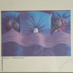 Jeff Leedy Studios Offset Lithograph 'Dogus Interruptus' Circa 1997, Signed, 10' X 13' Framed