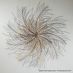 Large Radial Metal-Rod Hanging Wall Sculpture