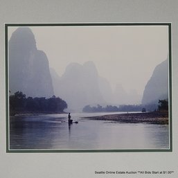 Original Vintage Photograph 'Mystery Man On The River Li', Signed & Dated 1995, 14.50' X 16.50' Framed