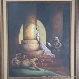 Pat Graham Original Oil Painting On Canvas - Homage To Frank Frazetta's 'Egyptian Queen', Signed & Dated 1978