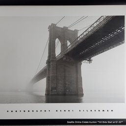 Henry Silberman Offset Lithograph Of The Brooklyn Bridge, 17' X 21' Framed