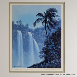 Roy George Swanson Offset Lithograph 'Wailua Falls' (Kauai) #120/450 With COA, Pencil Signed, Framed