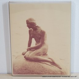 Vintage Print Of The Little Mermaid Bronze Statue In Copenhagen, Denmark, In An Acrylic 'See-Thru' Frame