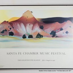 Vintage Santa Fe Chamber Music Festival Poster Featuring Georgia O'Keeffe's 'Hills And Mesas To The West'