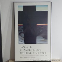 Vintage Santa Fe Chamber Music Festival Poster Featuring Georgia O'Keeffe's 'Black Cross, New Mexico', Framed