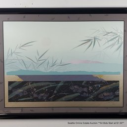 Steven Strickland Vintage Mixed-Media Collage 'Night Currents' #17/220, Signed, Framed (LOCAL PICK UP ONLY)