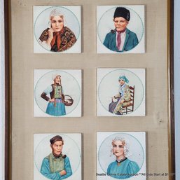 Collection Of Six Henri Verstijnen (1882-1940) Hand-Painted Dutch Tiles, Each Signed 'HV', Framed
