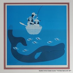 Rosalie Prussing Lithograph 'The Humuhumu Go. . . . .' # 360/750, Pencil Signed, 16' X 16' Framed