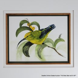 Marian Berger-Mahoney Original Watercolor Painting 'Akiapola'au', Signed & Dated 1997 In The Print, Framed