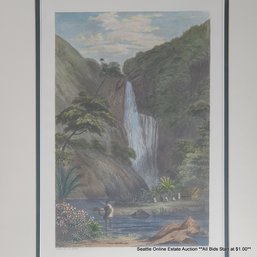 Alfred Thomas Agate Hand-Colored Lithograph Of 'Hanapepe Valley.' In Kauai, Framed