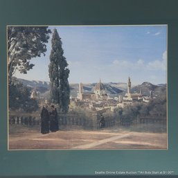Jean-Baptiste-Camille Corot Offset Lithograph 'View Of Florence From The Boboli Gardens', Framed