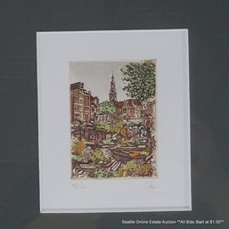 Giorgio Ferrari (b. 1936) Original Hand-Colored Etching #97/150 With COA, Pencil Signed, 12' X 10.50' Framed