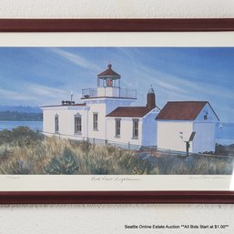 Carol Thompson Offset Lithograph 'West Point Lighthouse' #105/2000 With COA From 1992, Pencil Signed, Framed