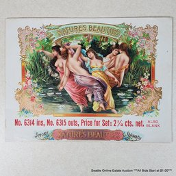O.L. Schwencke Antique Original Embossed Chromolithograph 'Nature's Beauties' Cigar Box Label Circa 1905