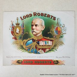 George Schlegel Antique Original Embossed Chromolithograph 'Lord Roberts' Cigar Box Label