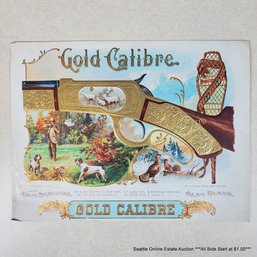 George Schlegel Antique Original Embossed Chromolithograph 'Gold Calibre' Cigar Box Label Circa 1899