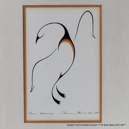 Clemence Wescoupe (19512018) Offset Lithograph 'Loon Dancing' Signed & Dated 1979 In The Print, Framed