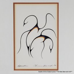 Clemence Wescoupe (1951–2018) Offset Lithograph 'Separation' Signed & Dated 1979 In The Print, Framed