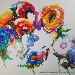 Ronald Julius Christensen (1923-1999) Large Original Serigraph 'Nude With Flowers' #12/300, Signed