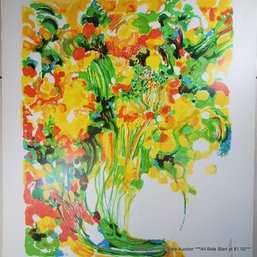 Ronald Julius Christensen (1923-1999) Large Original Serigraph 'Ferns And Flowers' #21/300, Signed