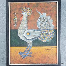 Boy Dizon Original Acrylic Painting On Canvas 'Sarimanok', Signed & Dated 1975, Framed