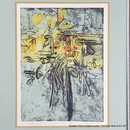 Raul G. Isidro Original Mixed Media Artwork On Paper 'Landscape 71' #4/15, Pencil Signed & Dated 1971, Framed