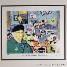 Nelson De La Nuez Archival Print On Paper 'Van Goghs Mickey Collection', Signed, Dated 1997, Framed